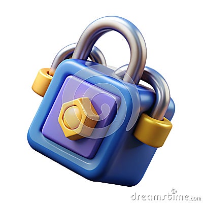 Secure Blockchain 3D Icon Representing Decentralized Digital Security and Encrypted Financial Transactions Stock Photo