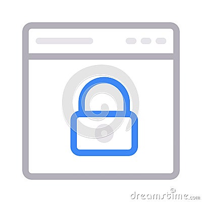 Secure browser thin color line vector icon Vector Illustration