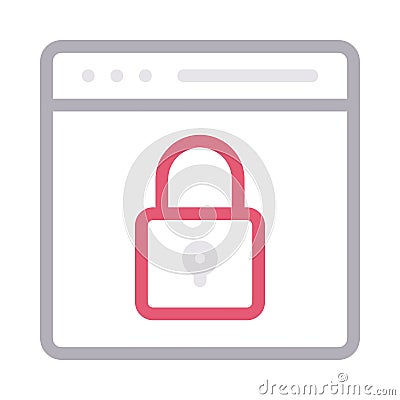Secure browser thin color line vector icon Vector Illustration