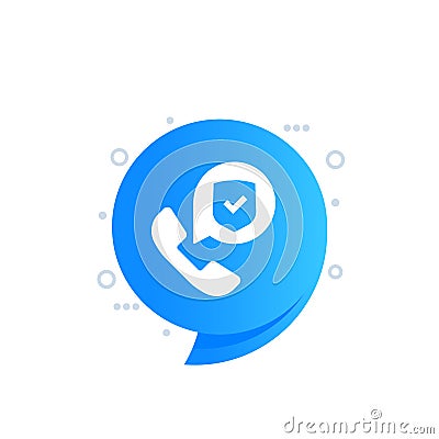 Secure call icon with a phone, vector Vector Illustration