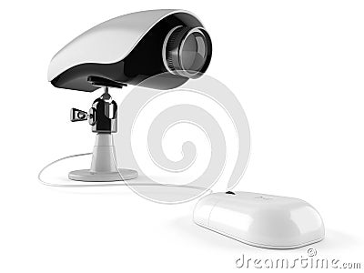 Secure camera with computer mouse Stock Photo
