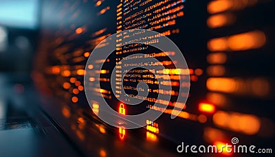 Secure Code Development, Software Security, Padlock on Computer Screen with Blurred Background Stock Photo
