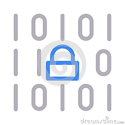 Secure coding vector color line icon Vector Illustration