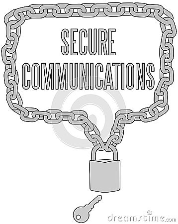 Secure Communications chain lock frame Vector Illustration