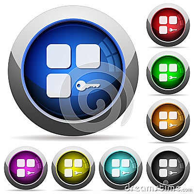 Secure component round glossy buttons Stock Photo