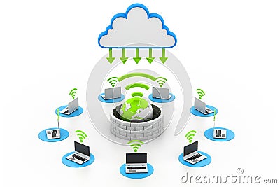 Secure computer network devices Stock Photo