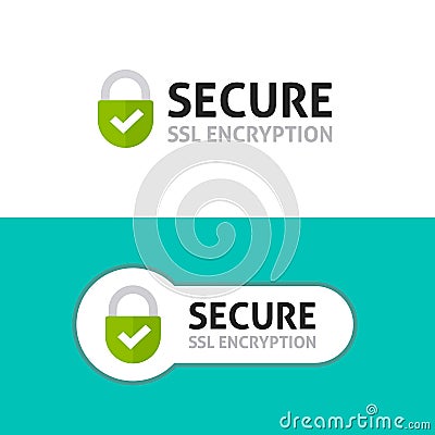 Secure connection icon, secured ssl protected safe data encryption Vector Illustration