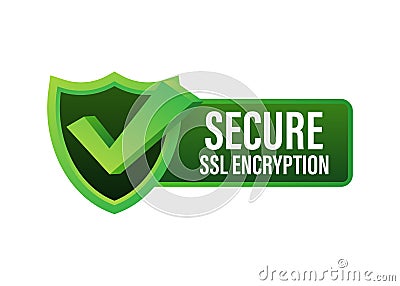 Secure connection icon vector illustration isolated on white background, flat style secured ssl shield symbols Vector Illustration