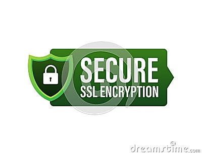 Secure connection icon vector illustration isolated on white background, flat style secured ssl shield symbols. Vector Illustration