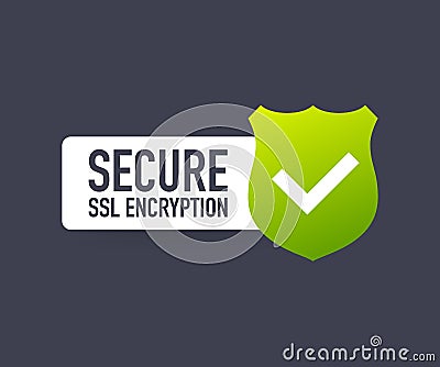 Secure connection icon vector illustration isolated on white background, flat style secured ssl shield symbols. Vector Illustration