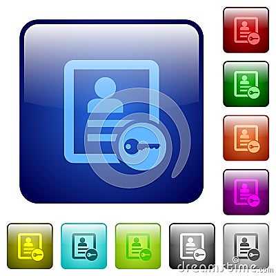 Secure contact color square buttons Stock Photo