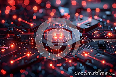 Secure Data Core in a Cyber Network. Concept Cybersecurity, Data Protection, Network Security, Data Stock Photo
