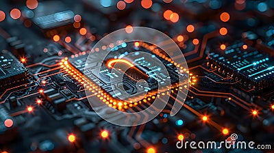 Secure Data Core: Next-Gen Cybersecurity. Concept Data Security, Next-Gen Technology, Cyber Defense Stock Photo