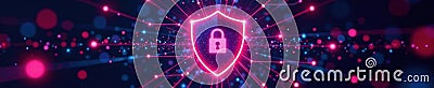 Secure data frame, vector lines forming shield , modern, safe, network Cartoon Illustration