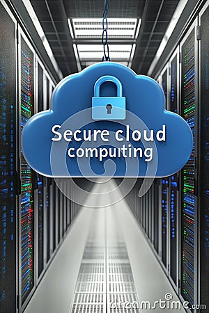 A secure data lake build on edge computing. Activates servers, begins information digitization. SAAS, Cloud Computing Stock Photo