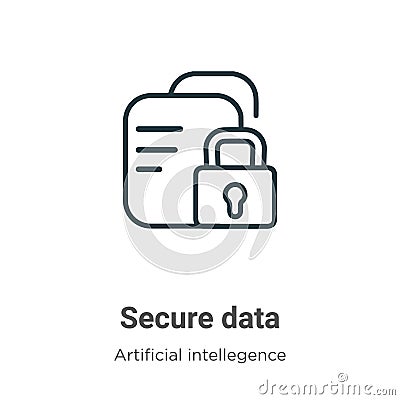 Secure data outline vector icon. Thin line black secure data icon, flat vector simple element illustration from editable Vector Illustration