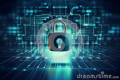 Secure data processing concep. Protect against data theft. Stock Photo