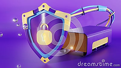 Secure Data Protection A Detailed Visual Representation of the Importance of Cybersecurity Practices Cartoon Illustration