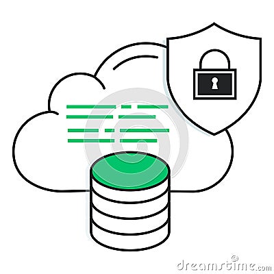 Secure Data Server Icon. Network Protection, Information Privacy, and Cloud Security. Editable Stroke for Easy Customization Stock Photo
