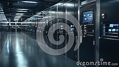 Secure delivery processes in a data center technology setting high-tech environment modern viewpoint Stock Photo