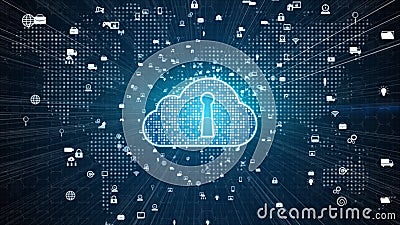 Secure Digital Data Network. Digital Cloud Computing Cyber Security Concept Stock Photo
