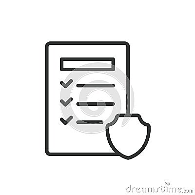 Secure documents, icon in line design. Secure, documents, protection, privacy, encryption, confidential, file on white Vector Illustration