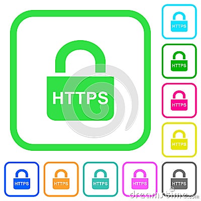 Secure http protocol vivid colored flat icons Stock Photo