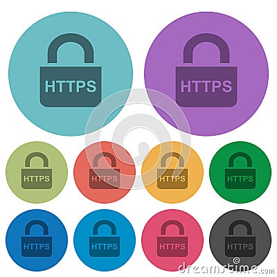 Secure https protocol color darker flat icons Stock Photo