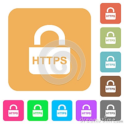 Secure https protocol rounded square flat icons Stock Photo