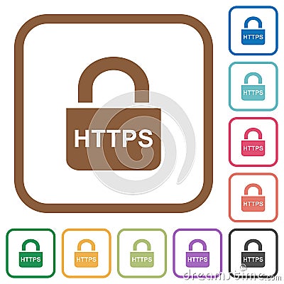 Secure https protocol simple icons Stock Photo