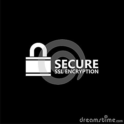 Secure internet connection SSL icon isolated on black background Stock Photo