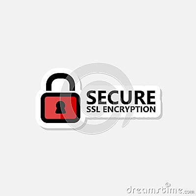 Secure internet connection SSL sticker. Isolated secured lock access to internet illustration design Cartoon Illustration