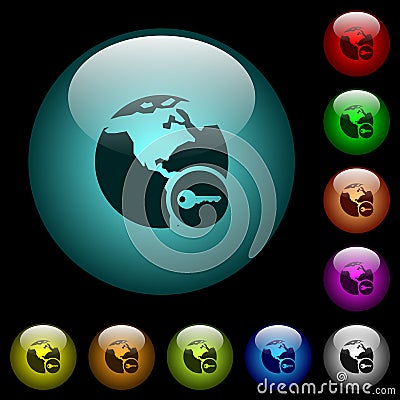 Secure internet surfing icons in color illuminated glass buttons Stock Photo