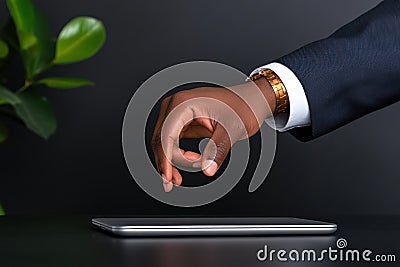 Secure KYC Verification with Digital Account Sign-Up and ID Authentication through Fingerprint and Photo Scanning Stock Photo