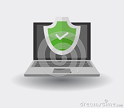 Secure laptop icon illustrated in vector on white background Stock Photo
