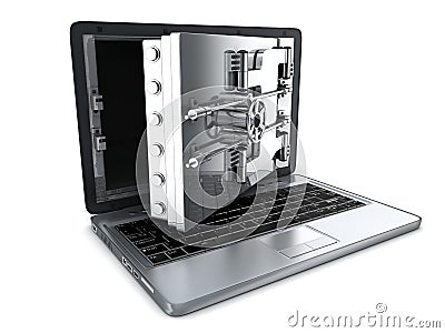 Secure laptop, open Stock Photo