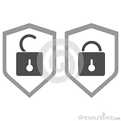 Secure lock and unlock. Vector illustration Cartoon Illustration