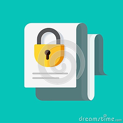 Secure locked confidential business document vector as non disclosure agreement idea or permission access protected lock to secret Vector Illustration