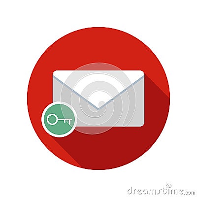 Secure mail icon. Email icon with long shadow. Vector Illustration