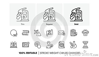 Secure mail, Spanner and Bitcoin line icons. For web app, printing. Line icons. Vector Vector Illustration