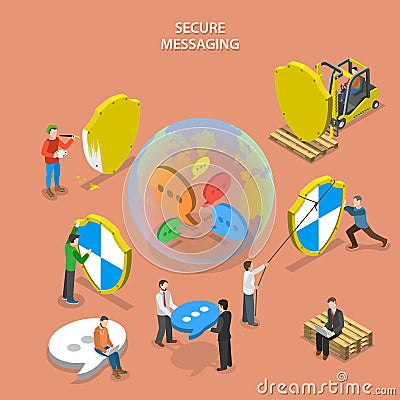 Secure messaging isometric flat vector concept. Vector Illustration