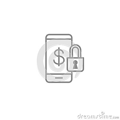 Secure mobile bank smartphone line icon. Mobile device security sign vector illustration. Business and financial vector. Vector Illustration