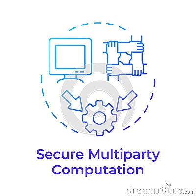 Secure multiparty computation blue gradient concept icon Vector Illustration