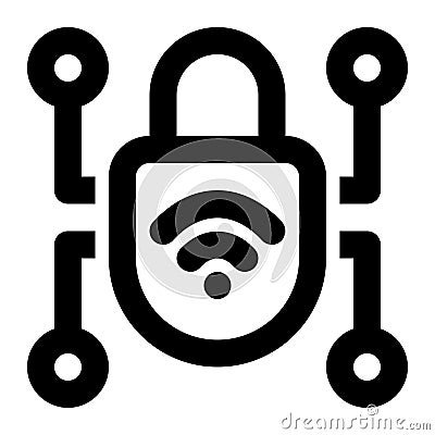 Secure Network, Security Network, Network Protection Outline Icon Vector Illustration