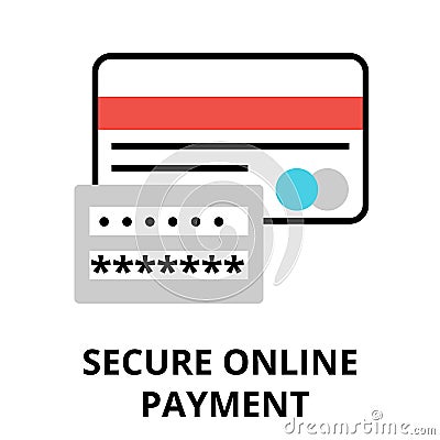 Secure online payment icon, for graphic and web design Vector Illustration