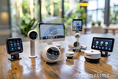 Secure optimizing through CCTV protection with advanced technology for entry monitoring, integrating internet, smart router, and f Cartoon Illustration