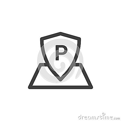 Secure parking icon. An image of the protection of the territory with a parking symbol. A simple linear vector on a Vector Illustration