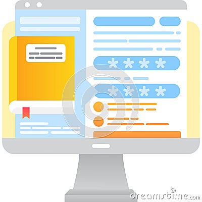 Secure password on pc for verification vector icon Vector Illustration