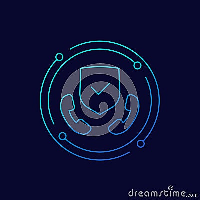 Secure phone call line icon for web Vector Illustration