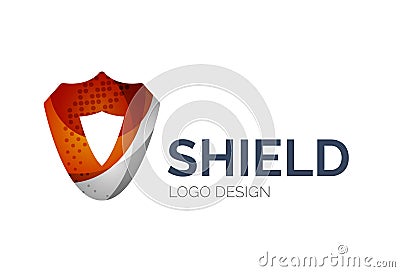 Secure shield logo design made of color pieces Vector Illustration